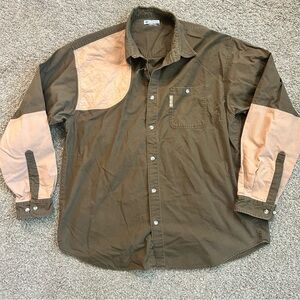 Columbia men’s brown and tan long sleeve button up shirt